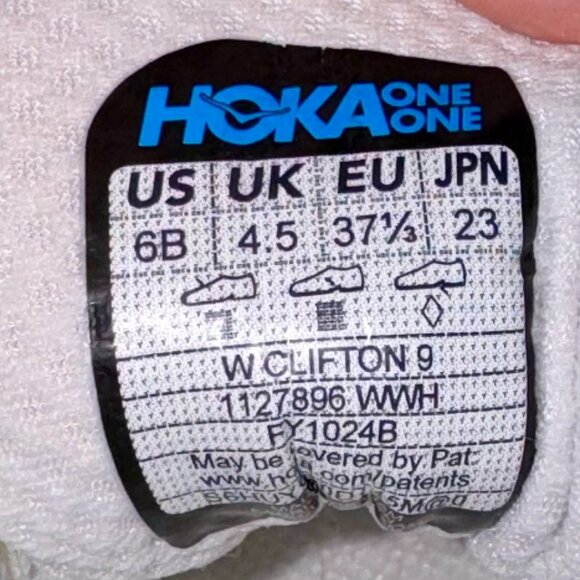 WOMEN HOKA CLIFTON 9 RUNNING SHOES - White Size 6 - Picture 3 of 8